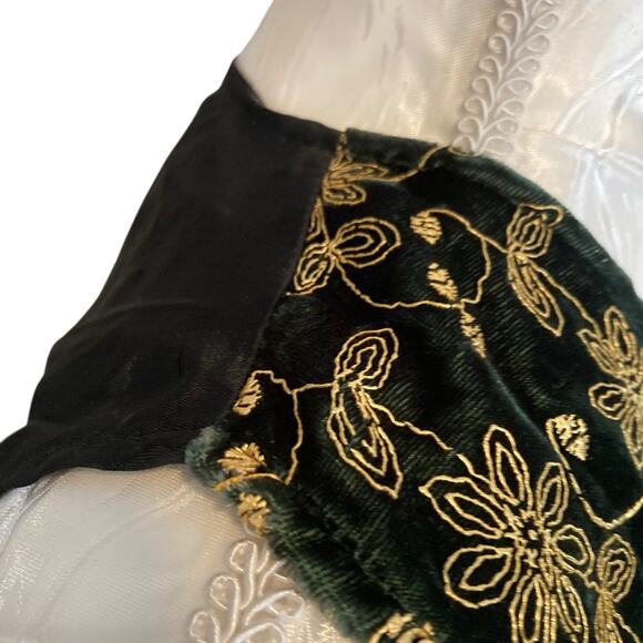 Vintage Velvet Vest Womens Sz Medium Green Gold Embroidered Victorian Romantic - Picture 13 of 16